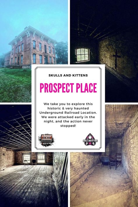 Prospect Place is a beautiful ornate home that is being restored. There is a cross painted on the wall upstairs in what was once the ballroom. The basement is where the Underground Railroad took place. The Underground Railroad, Underground Railroad, The Underground, Haunted Places, The History, Ohio, This Is Us, Kittens, History