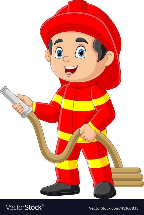 Fire Fighter Cartoon, Community Helpers Firefighters, Cartoon Firefighter, Firefighter Cartoon, Fire Hose, Community Helpers, Cartoon Images, Fire Station, A Fire