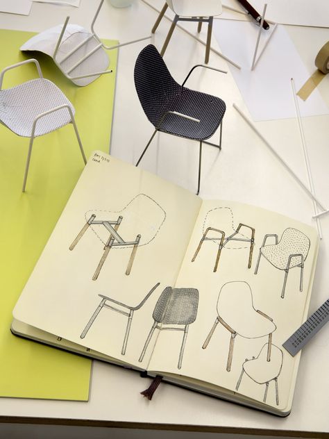 Scholten & Baijings New Products, Milan Design Week 2014 Furniture Sketch, Furniture Design Sketches, Prototype Design, Industrial Design Sketch, Milan Design, Sketch Inspiration, Milan Design Week, Design Week, Drawing Skills