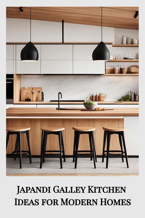 Explore the fusion of Scandinavian functionality with Japanese minimalism through our curated japandi galley kitchen ideas to transform your space. Galley Kitchen Ideas, Long Narrow Kitchen, Monochrome Kitchen, Kitchen Galley, Kitchen Color Palettes, Japandi Kitchen, Japandi Interior Design, Open Kitchen And Living Room, Galley Kitchens