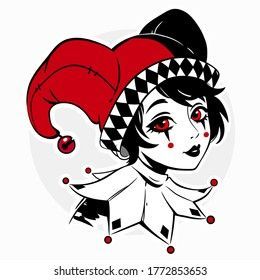 Female Jester, Jester Tattoo, Joker Girl, Joker Hat, Evil Jester, Jester Outfit, Jester Costume, American Traditional Tattoo Ideas, Traditional Tattoo Ideas