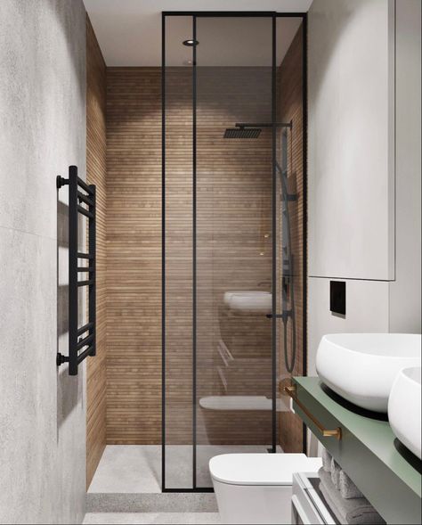 Small Bathroom 2023, Small Rectangle Bathroom, Bathroom Inspo Interior Design, Modern Small Bathrooms, Small Bathroom Interior, Bathroom Design Layout, Bathroom Inspiration Modern, Toilet Door, Washroom Design