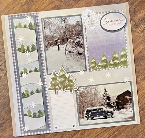 Pet Scrapbook Layouts, Christmas Nordic, Winter Scrapbook Layouts, Camping Scrapbook, Winter Scrapbooking, Nordic Winter, Scrapbook Design Layout, Beautiful Scrapbook Layouts, Christmas Scrapbook Layouts