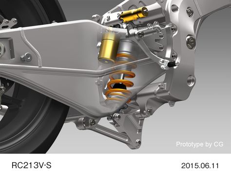 The Ohlins TTX36 shock absorber has a specially made preload adjuster for the RC213V-S model (it... Three Wheeled Car, Bmw K100, Motorbike Design, Motorcycle Frames, Bike Engine, Bike Exif, Yamaha Motorcycles, Motorcycle Wheels, Honda S