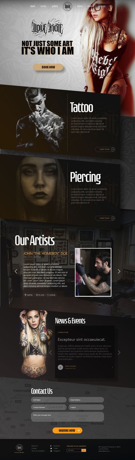 Tattoo Website, Digital Portfolio, Webpage Design, Artist Portfolio, Website Design Inspiration, Artist Websites, Shopping Websites, A Tattoo, Tattoo Shop