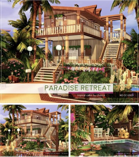 Sims 4 Resort Build, Sulani Builds Sims 4, Sims 4 Sulani Resort, Sims 4 Sulani Beach House, Sims 4 Sulani Rental, Sims 4 Modern House, Romantic Cabin, Sims 4 Traits, Glamping Resorts