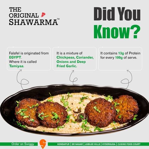 Interesting Facts about Falafel. #shawarma #falafels #veganfood #goodfood #Facts #Foodfacts #nutrition #TOS Falafel Shawarma, Cauliflower Schwarma With Spicy Tahini, Feel Good Foodie Shawarma, Beef Shwarma Recipe Shawarma, Trader Joe’s Chicken Shawarma, Chicken Shawarma Trader Joe’s, Falafels, Garlic Fries, Food Court