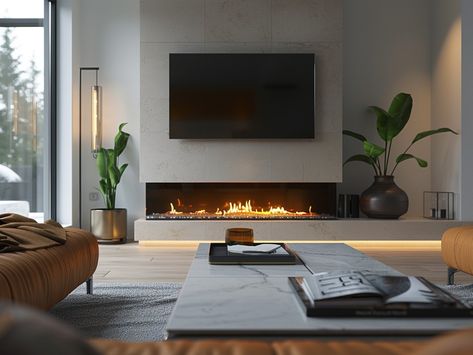 Integrating A TV And Fireplace: Stylish And Functional Living Room Ideas Modern Gas Fireplace And Tv, 3 Sided Fireplace Ideas, Functional Living Room Ideas, Tv With Fireplace, Fireplace Ideas With Tv, Focus Fireplaces, Tv And Fireplace, Malm Fireplace, Functional Living Room