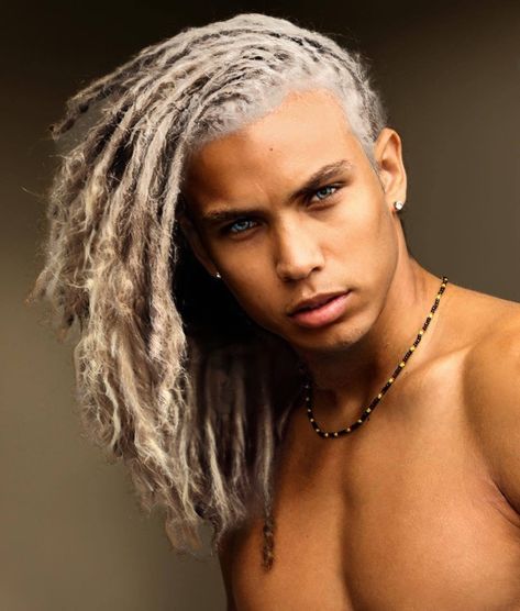 White Locs Men, Crescent Aesthetic, White Hair Beauty, Supernatural Men, Braids Dreads, White Dreads, Mens Dreads, Long Dreads, American Teen