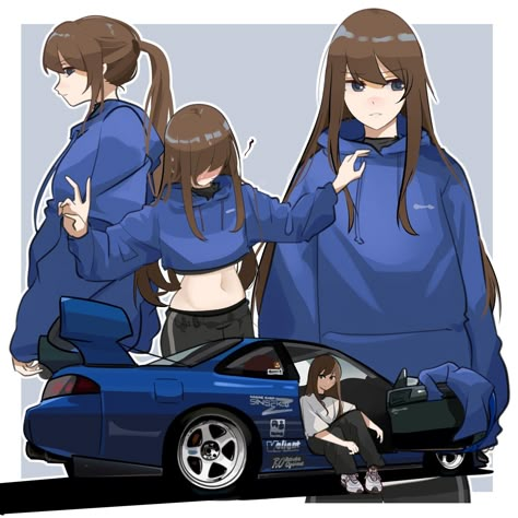 Jdm Girls, Black Lagoon Anime, Anime Cars, Automotive Illustration, Cute Couple Comics, Jdm Wallpaper, Anime Car, Cyberpunk Character, Rockstar Games