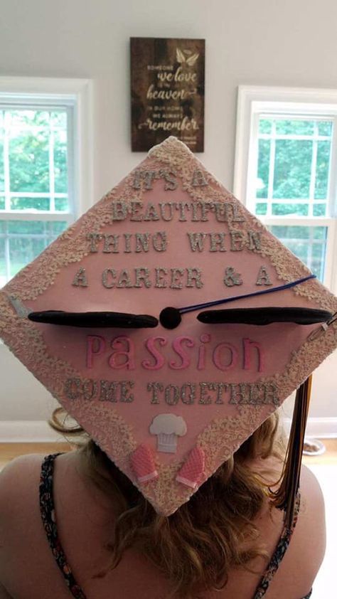 Esthetician Grad Cap Ideas, Culinary Cap Decoration, Culinary School Graduation Cap, Culinary Graduation Cap, Graduation Cap Designs College, High School Graduation Cap, College Graduation Cap Decoration, Grad Cap Designs, Law School Graduation