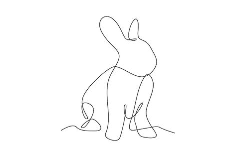 Bunny One Line Drawing, One Line Bunny Tattoo, Bunny Fine Line Tattoo, Chinese Rabbit Tattoo, Bunny Line Art, Drawing Of A Rabbit, Chinese New Year Rabbit, Year Of Rabbit, White And Black Design