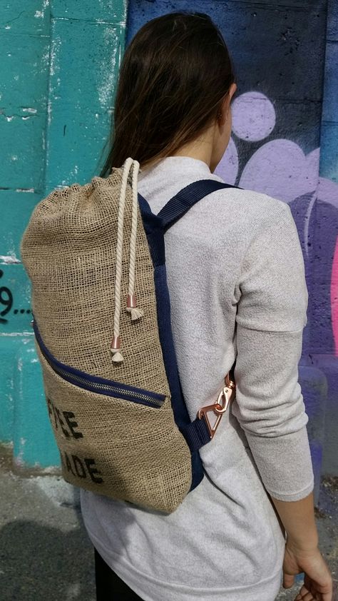 Burlap Sacks, Burlap Bags, Diy Bag Designs, Bag Designs, Blue Coffee, Raffia Bag, Side Bags, Coffee Bean, Laptop Backpack