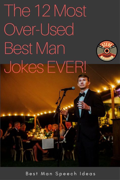 The 12 most over-used Best Man Speech Jokes EVER!  #bestmanjokes #bestmanspeech #bestmanduties Best Man Speech Ideas, Best Man Duties, Speech Wedding, Funny Wedding Speeches, Wedding Toast Samples, Best Man Wedding Speeches, Best Wedding Speeches, Elopement Wedding Ideas, Jokes About Men