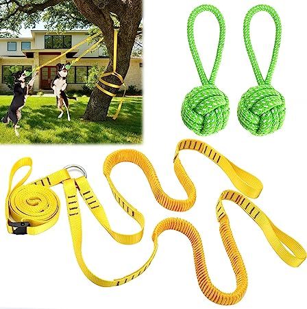 Our dogs love to play with this toy Dog Hanging Bungee Tug Toy for Two Dogs: Interactive Tether Tug-of-War for Pitbull & Small to Large Dogs to Exercise - Durable Retractable Tugger Dog Rope Toy with 2 Chew Rope Toys Affiliate link Dog Tether, Dog Rope Toy, Outdoor Dog Toys, Dog Tree, Rope Dog Toys, Rope Dog, Dogs Love, Two Dogs, Outdoor Dog