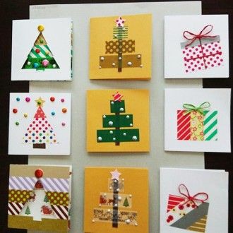 Gallery - For Washi Tape Art And Craft Projects Handmade Christmas Cards, Washi Tape Cards, Washi Tape Crafts, Fabric Cards, Christmas Card Art, Homemade Christmas Cards, Christmas Card Crafts, Diy Christmas Cards, Birthday Cards Diy