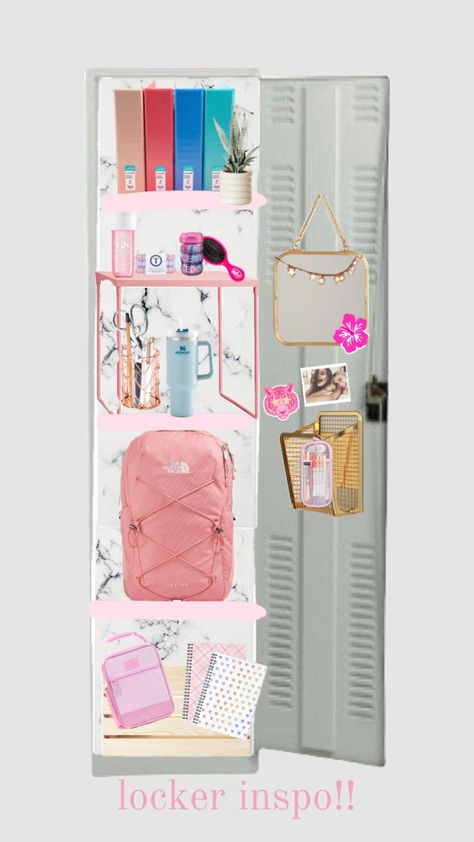 Locker Essentials Middle School, 7th Grade Locker Ideas, Preppy Locker, Cute Locker Ideas, Locker Essentials, School Locker Organization, Preppy Dorm Room Decor, School Locker Decorations, Middle School Lockers