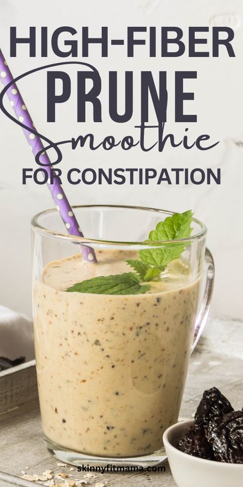 Prune Smoothie For Constipation High Fiber Fruit Smoothie, Post Surgery Smoothie, Prometabolic Smoothie, Gallbladder Smoothie Recipes, Smoothie For Bloated Stomach, High Fiber Juice Recipes, High Fiber Smoothies For Constipation, Fiber Rich Foods For Kids, Prune Oatmeal