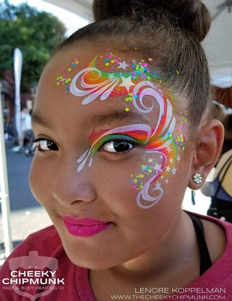 Face Painting Unicorn, Unicorn Makeup Halloween, Rainbow Face Paint, Eye Face Painting, Fairy Face Paint, Bodysuit Tattoos, Festival Face Paint, Adult Face Painting, Girl Face Painting