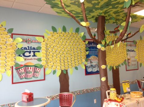 The Lemon Tree at our Carroll Ave store! It's growing with each dollar that's donated to Alex's Lemonade Stand! Tree Display Classroom, Tree In Classroom, Lemonade Ideas, Lemon Classroom, Making Lemonade, Tree Display, Prek Classroom, Theme Classroom, Student Council