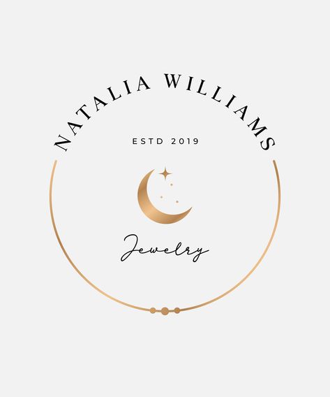 Gold Moon Logo Design, Boho Logo, Moon Logo, Photography Logo, Beauty Logo, Jewelry Logo, Gold Logo, Boutique Logo, Feminine Logo Handmade Jewelry Logo Ideas, Jewelry Logo Design Jewellery, Moon Logo Design, Celestial Logo, Jewelry Logo Ideas, Jewelry Brand Logo, Pilates Logo, Spiritual Logo, Chef Logo