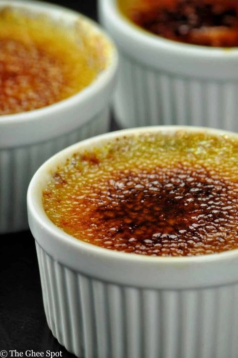 Mango Cardamom Crème Brûlée Mango Creme Brulee Recipe, Crème Brûlée Recipe, Cream Brulee, Creme Brulee Recipe, Brulee Recipe, Creme Brûlée, Mango Puree, Creamed Eggs, Favorite Desserts