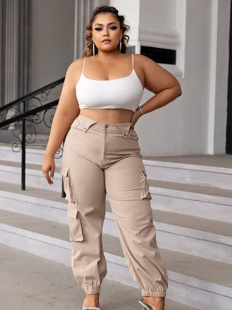 Cargo Outfits, Pants Embellished, Plus Size Baddie, Cargo Outfit, Cargo Pants Outfit, Plus Size Pants, Cargo Pants Women, Cargo Pant, Cargo Trousers