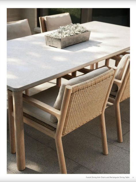 Dining Chairs And Table, Outdoor Dinning Table, Architectural Perspective, Outdoor Furniture Inspiration, Bali Furniture, Patio Dining Furniture, Beach Furniture, Vincent Van Duysen, Rattan Outdoor Furniture