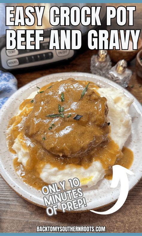 Burgers In The Crockpot, Crockpot Beef And Gravy, Crockpot Meals With Hamburger Meat, Hamburger Steak Crockpot, Crock Pot Recipes Ground Beef, Hamburger Crockpot Meals, Hamburger Meat Crockpot Recipes, Ground Beef Crockpot Recipes Slow Cooker, Crockpot Hamburger Recipes