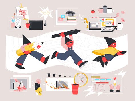 From Illustration to Animation on Behance Character Design Illustration, Wacom Cintiq, Book Layout, Animation Design, Creative Industries, Flat Illustration, Simple Colors, Typography Logo, Mural Art