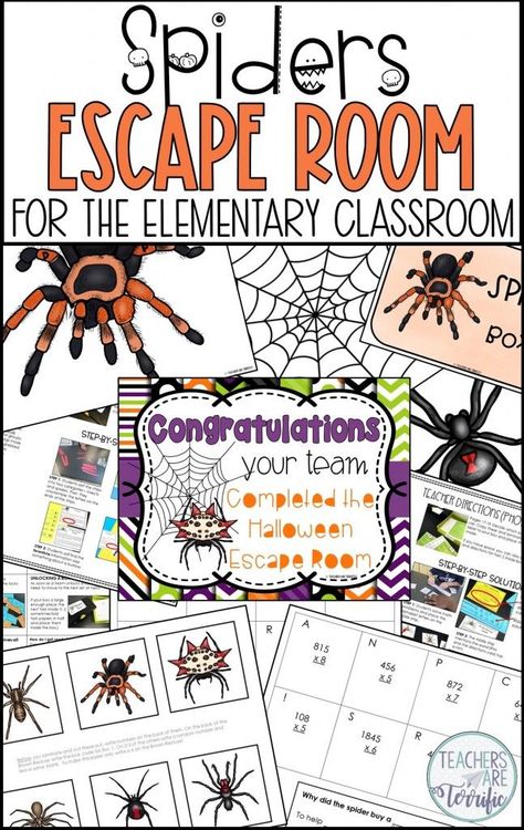 Elementary Activity, Spider Fact, Escape Room For Kids, Halloween Class Party, Stem Classes, Halloween Resources, Math Pages, Engineering Design Process, Teaching Third Grade