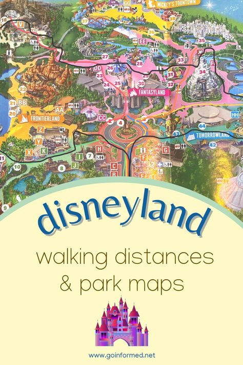 Learn just how far you might walk on your Disneyland vacation. Park maps and a printable neighborhood walk bingo will help you be prepared to put in the miles. From GoInformed.net Adventure Land Disneyland, Disneyland Map 2023, Disneyland Map Printable, Disneyland Printables, Disneyland Plan, Disneyland Maps, Map Of Disneyland, Downtown Disney California, Disneyland Honeymoon