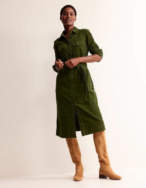 Winter Shirt Dress, Green Dress Outfit, Corduroy Shirt Dress, T Shirt Midi Dress, Shirt Dress Outfit, Sleeveless Wrap Dress, Boden Women, Halter Top Dresses, Boden Uk