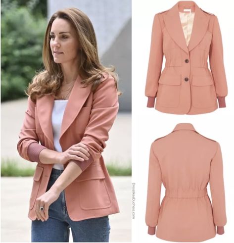 Kate Middleton in Chloe Blazer for Visit to Natural History Museum - Dress Like A Duchess Kate Middleton Pink Blazer, Blazer Dress Ideas, Kate Middleton Jacket, Blazer Kate Middleton, Kate Middleton Blazer Outfit, Summer Blazers For Women, Kate Middleton Capsule Wardrobe, Kate Middleton Business, Kate Middleton Blazer