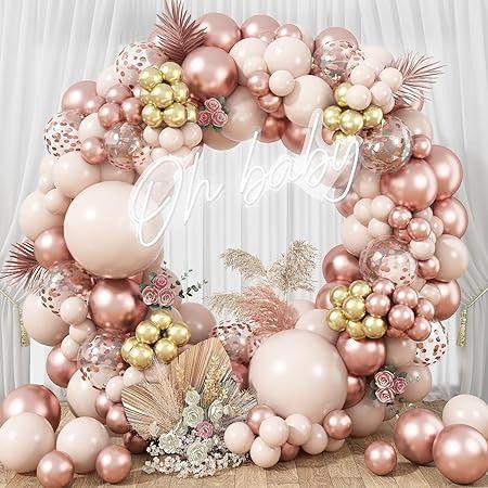 Amazon.com: Beige Rose Gold Balloon Garland Arch Kit, 119 Pieces Blush Pink Gold Pastel Orange Metallic Rose Gold Confetti Balloon Garland Kit for Girls Women Birthday Wedding Baby Bridal Shower Party Decorations : Toys & Games Rose Gold Balloon Garland, Bridal Shower Party Decorations, Gold Balloon Garland, Gold Confetti Balloons, Rose Gold Confetti, Confetti Birthday, Rose Gold Balloons, Pastel Orange, Garland Arch