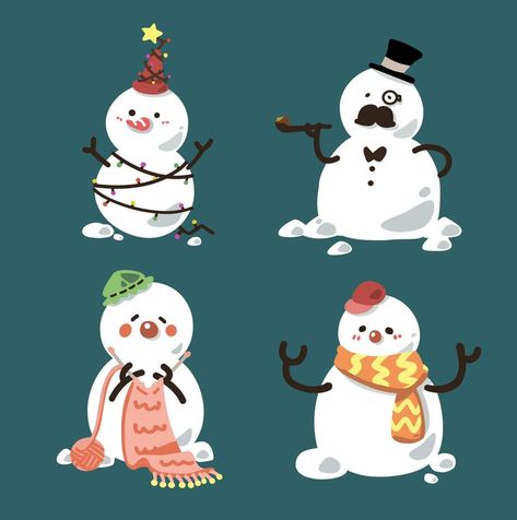 Set of cute snowmen cartoon character flat vector illustration isolated on background. Merry Christmas and Happy New Year. Papa Mama and children snowman. Snowman family. Snowmen Illustration, Winter Character, Snowman Illustration, Snowman Cartoon, Cute Snowmen, Idea Generation, Snowman Family, Vector Infographic, Character Flat