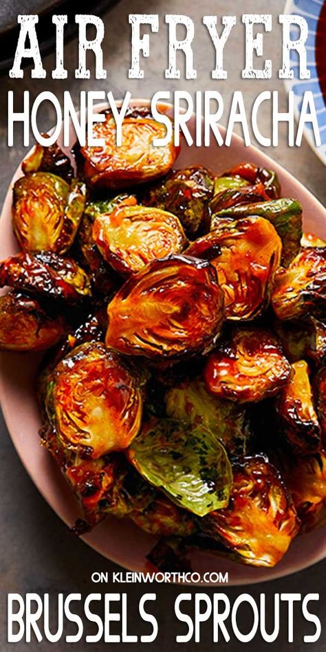 Air Fryer Brussels Sprouts with Honey Sriracha Sauce makes a great side dish at all your holiday dinners. They are great for snacking on game day too. Brussels In Air Fryer, Brussels Sprouts Air Fryer Recipes, Honey Sriracha Brussel Sprouts Air Fryer, Air Fry Brussel Sprouts, Air Fryer Brussels Sprouts, Hot Honey Brussel Sprouts, Air Fryer Brussel Sprout Recipes, Air Fryer Brussel Sprouts, Honey Sriracha Brussel Sprouts