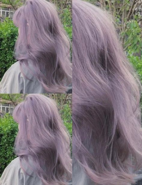 Lilac Color Hair, Lavender Hair Styles, Asian Lavender Hair, Light Hair Color Ideas Pastel, Korean Lavender Hair, Korean Hair Color Purple, Lilac And Black Hair, Lavender Dyed Hair, Smokey Amethyst Hair Color