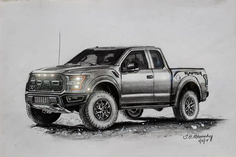 Ford F150 Drawing, Ford Raptor Drawing, Ford F50, Carros Drift, Ford Raptor Truck, Rolls Royce Car, Minion Coloring Pages, Raptor Truck, Ford Endeavour