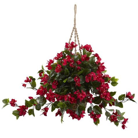 Nearly Natural Bougainvillea Hanging Basket Plants In Baskets, Artificial Plant Arrangements, Artificial Plants Indoor, Artificial Plants Outdoor, Silk Plants, Office Plants, Natural Home Decor, Nearly Natural, Hanging Basket