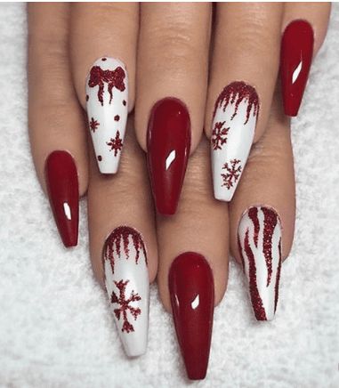 Red Christmas Nails, Stiletto Nail Art, Holiday Nail Designs, Cute Christmas Nails, Christmas Nails Easy, Christmas Gel Nails, White Nail Art, Christmas Nail Art Designs, Red Nail Designs