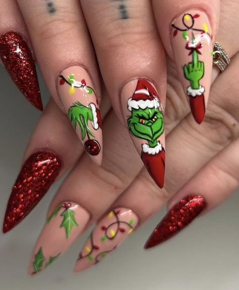 New Years Nail Designs, December Nails, Cute Christmas Nails, Christmas Nails Easy, Nails Now, Christmas Nails Acrylic, 2023 Christmas, New Year's Nails, Dipped Nails