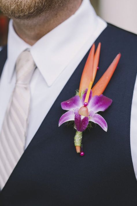 undefined Tropical Boutonniere, Garden Backdrops, Wedding Quote, Rainbow Wedding, Chicago Wedding Venues, Waterfront Wedding, Groom Boutonniere, Hawaiian Wedding, Flower Centerpieces Wedding