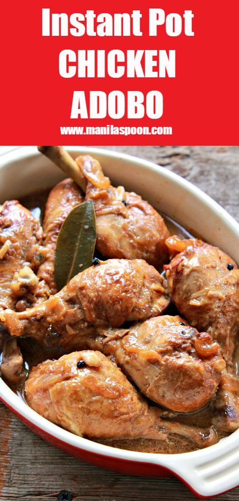 Chicken Adobo Instant Pot, Chicken Adobo, Adobo Recipe, Adobo Chicken, Instant Pot Dinner Recipes, Instapot Recipes, Instant Pot Pressure Cooker, Instant Pot Chicken, Pressure Cooker Recipes