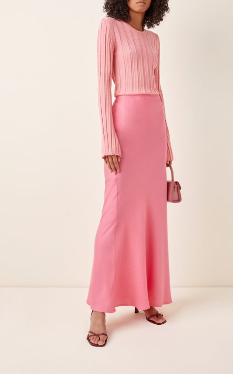 Fall Outfit Skirt, Silky Camisole, Bright Skirt, Soft Pink Dress, Minimal Chic Style, Trend Board, Pink Maxi Skirt, Maxi Lace Skirt, Striped Maxi Skirts