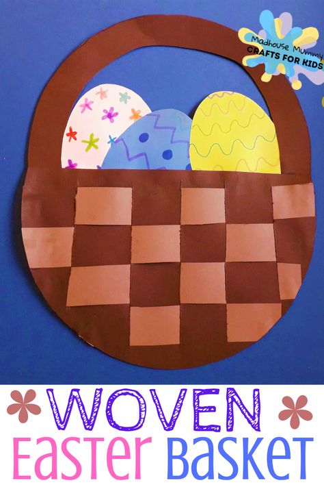 A fun paper weaving Easter egg hunt basket craft for children. Easter craft for kids.  | Easter Crafts for Kids  #Easter #kidscraft #Preschool #kindergarten #Easterbasket Easter Basket Craft, Easter Craft For Kids, Craft For Children, Easter Craft Activities, Mummy Crafts, Palm Sunday Crafts, Valentine Card Crafts, Easter Basket Crafts, Easter Crafts Preschool