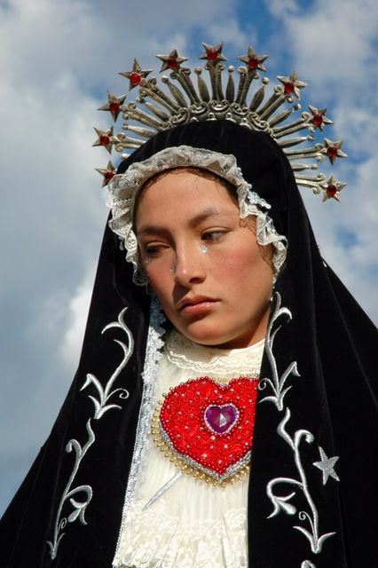 Mary Costume, Saint Costume, Religious Iconography, Art Collab, Spanish Movies, Movie Studios, Saints And Sinners, Our Lady Of Sorrows, Mary Magdalene