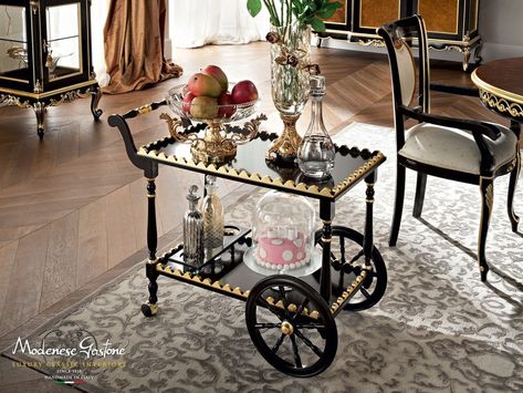 Download the catalogue and request prices of 12660 | food trolley By modenese gastone, solid wood kitchen trolley, casanova Collection Antique Tea Cart, Unique Accent Tables, Food Trolley, Crockery Design, Deco Kitchen, Tea Trolley, Food Cart Design, Victorian Lampshades, Solid Wood Kitchens