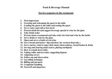 Food & Beverage Manual Service sequence in the restaurant Steps Of Service Restaurant, Food And Beverage Service Knowledge, Sequence Of Service In Restaurant, Food And Beverage Service, Restaurant Opening, Beautiful Bedroom Colors, Restaurant Service, Drink List, Work Sheet