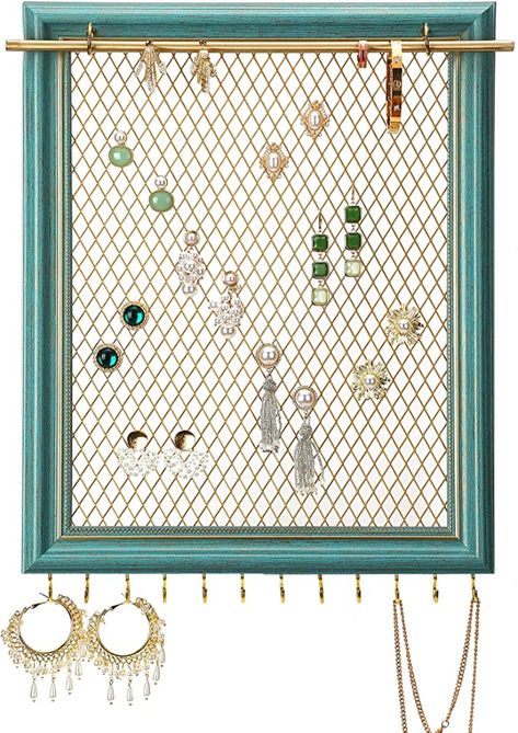 Stud Earring Display, Stud Earrings Holder, Hanging Earring, Rings Green, Wall Mount Jewelry Organizer, Jewelry Organizer Wall, Hanging Jewelry Organizer, Earring Storage, Jewelry Hanger